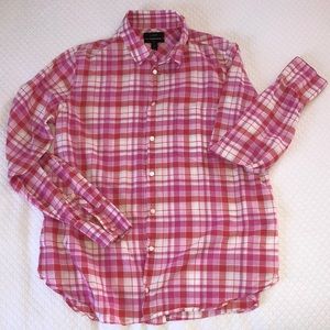 J. Crew long sleeve pink plaid button down collared shirt